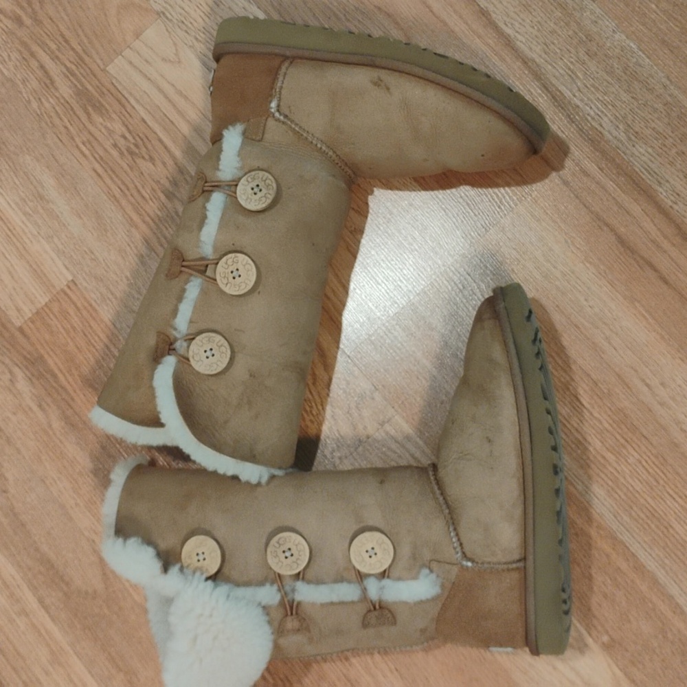 UGG Brown Shearling Button Boots - Picture 14 of 16